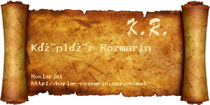 Káplár Rozmarin névjegykártya